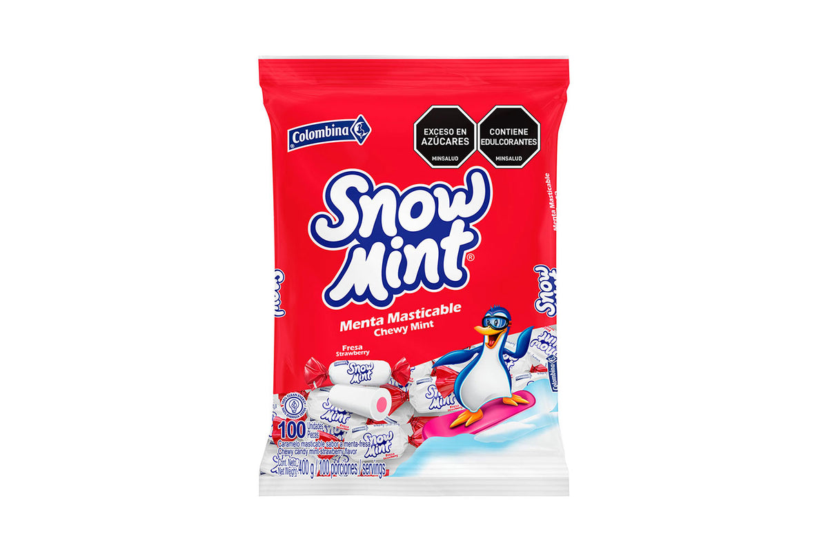 Snow Mint Fresa Bolsa 100 unidades Colombina