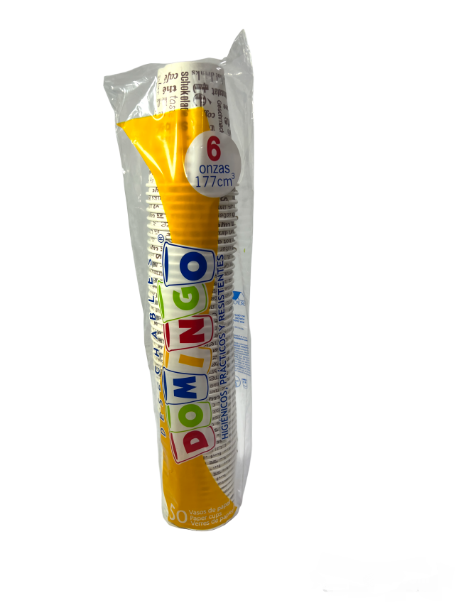 Vaso 6 Oz Papel Impreso Paquete 50 Unidades Domingo